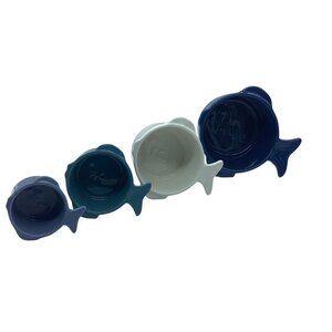 Fish-Shaped‎ Ceramic Measuring Cups Set Of 4 Ocean Beach Coastal Decor